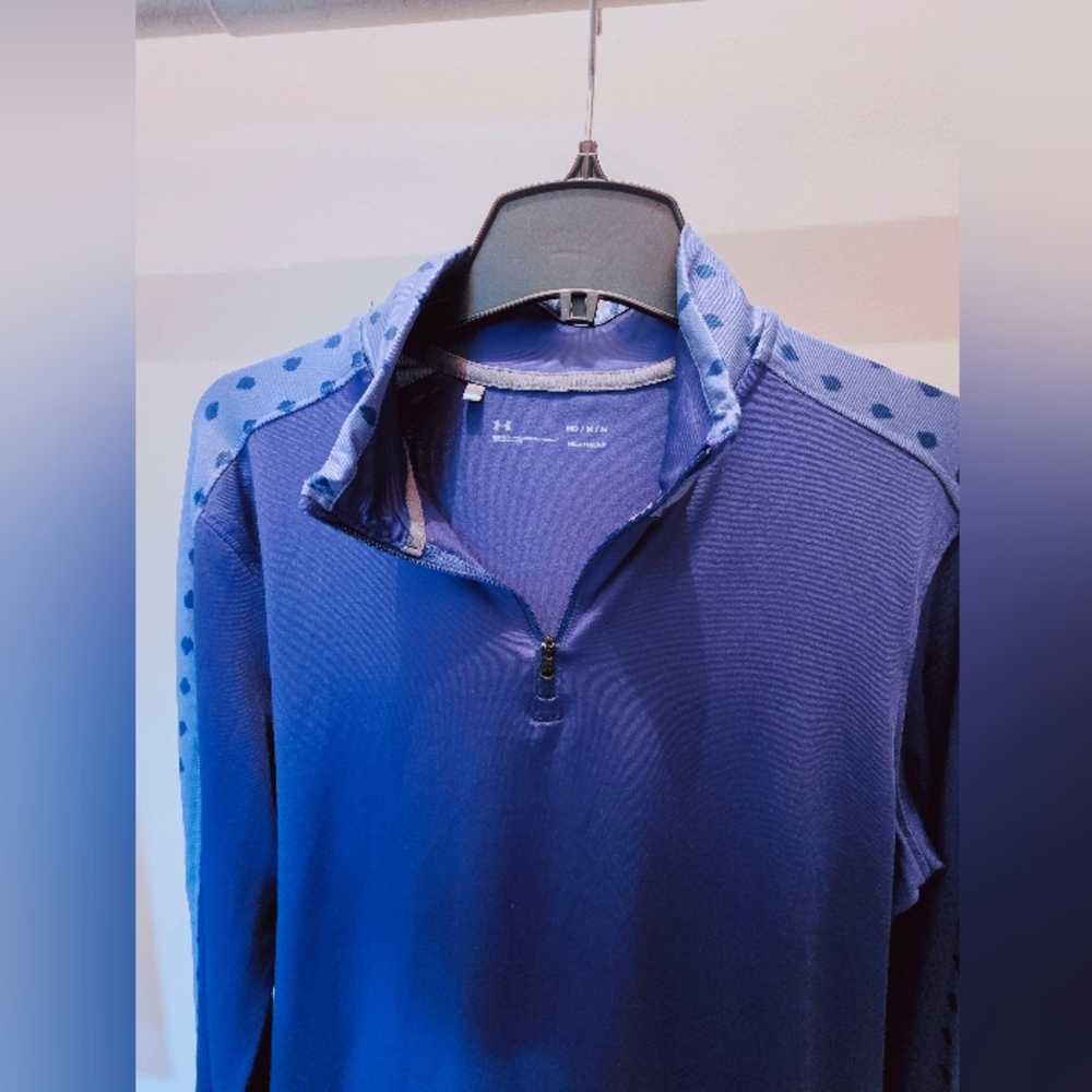 Blue Polka Dot Quarter-Zip Pullover